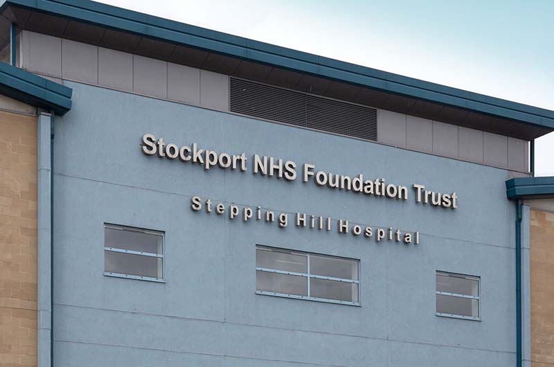 lighting contractor Stepping Hill Hospital Stockport NHS Trust Building Sign-3-large
